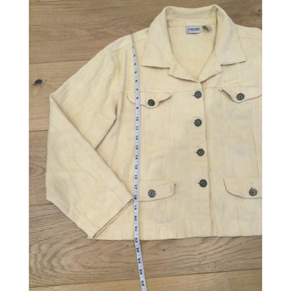 Chico's Jacket Top Yellow Textured Fabric Size 2 - Picture 8 of 8